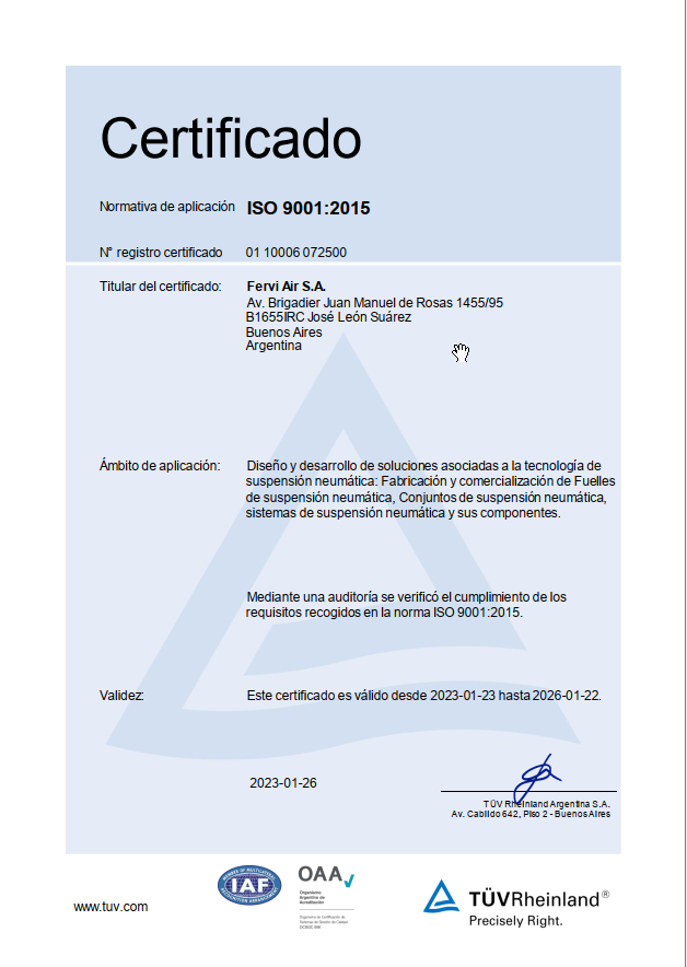 Certificados de Calidad ISO-9001-2015